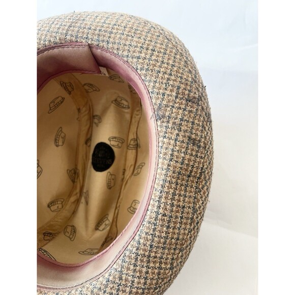 VINTAGE MID CENTURY STEVENS MENS WOOL TWEED & SUEDE FEDORA HAT  6 7/8 S/M 1960s - Picture 8 of 9
